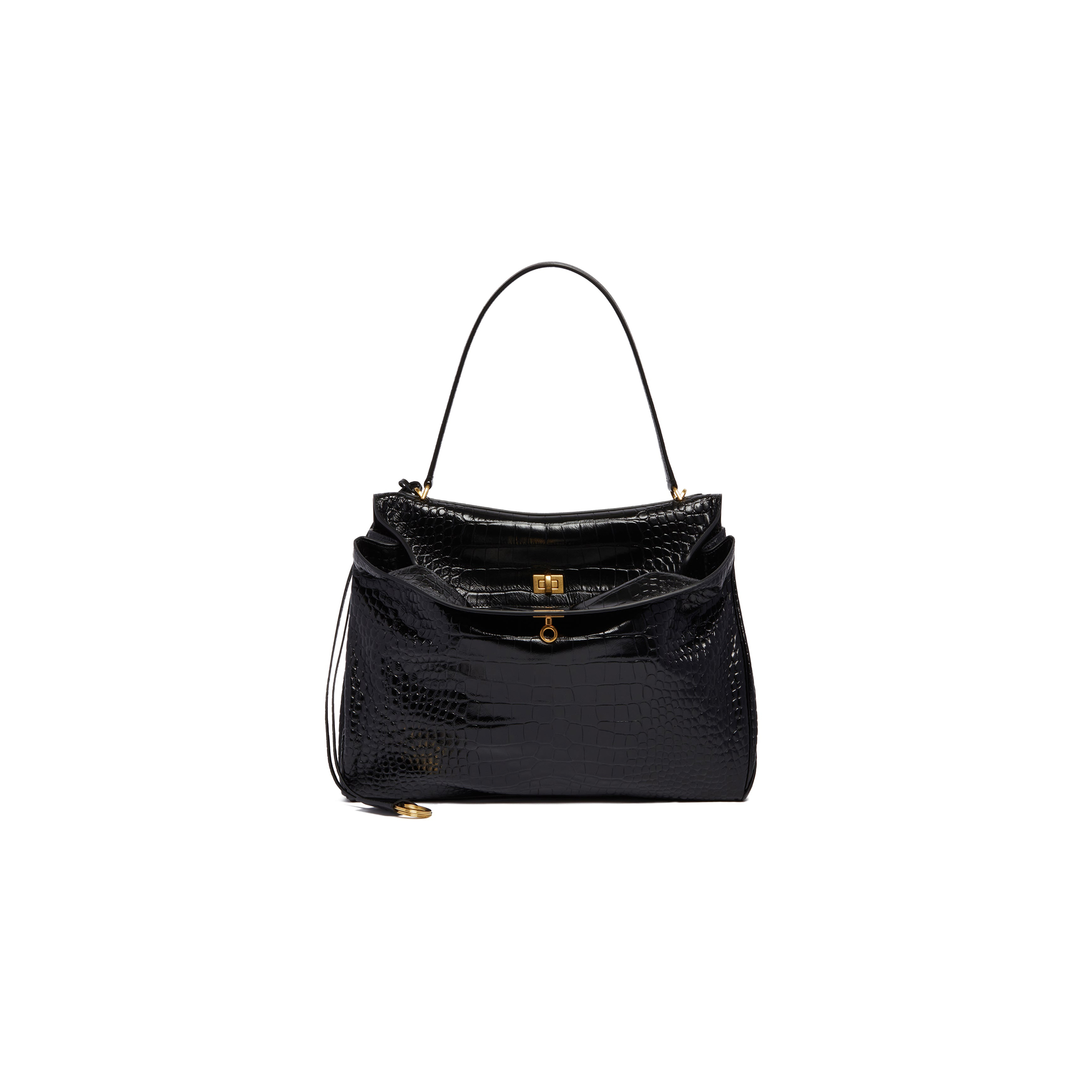 Ba*len*cia*ga women''s rodeo large handbag crocodile embossed in black 7897442aa5l1000 (39.8*29.9*12.9)